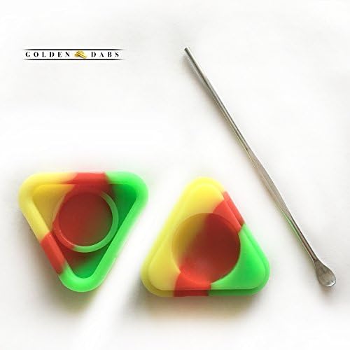 StayGolden Dab Scrape Stainless Steel Tip Dabbing Wax EarWax Carving Tool With One Random Colored Triangular Non-Stick Food Grade Silicone Dab/Wax/Oil Containers Non Stick Multi Use Storage Jar