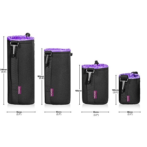 Camera Lens Case (4 Pack),Lens Pouch Set Thick Protective Neoprene Waterproof Lens Bags with Drawstring for Canon,Nikon,Pentax,Sony,Olympus,etc.