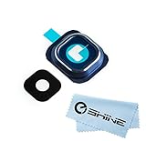 EShine Back Rear Camera Glass Lens Cover Ring Replacement + Adhesive for Samsung Galaxy S6 G920 (ALL CARRIERS) + Cloth (Blue)