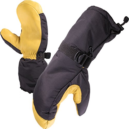 SD8649T/XL - SKYDEER Ski Mittens Gloves with Waterproof Genuine Deerskin Leather and 3M Thinsulate Insulation Cotton