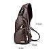 Lucien Hanna Men's Vintage Leather Sling Bag Shoulder Messenger Crossbody Pack with USB Charge Port Casual Bag Dark Brown