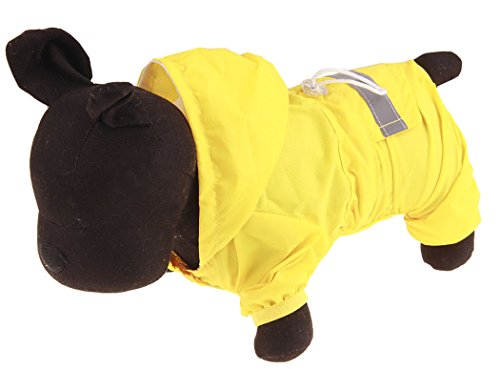 Xiaoyu Adjustable Pet Dog Waterproof Jumpsuit Raincoat Jacket with Safe Reflective Strips, Blue, S