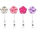 Qinsuee Soft Ceramic Flower Retractable ID/Name Badge Holder with Clip,4 Pack (LightColor)