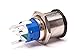 mod/smart Blue Illuminated Bulgin Style Momentary Vandal Switch - 22mm -Silver Housing - Ring Illumination