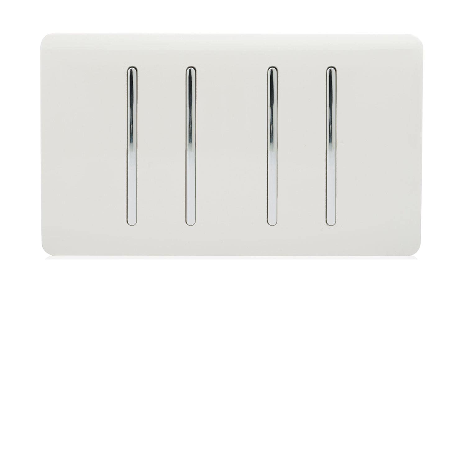 Trendi 4 Gang 3 Way Intermediate Artistic Modern Glossy 10 Amp Rocker Light Switch Ice White