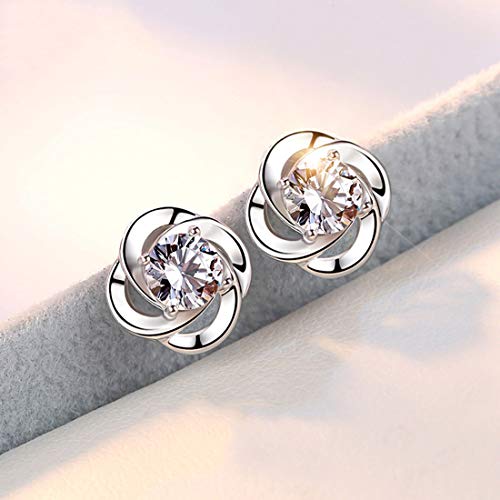 Women\'s Stud Earrings Set, CICINIO 6 Pairs CZ Earrings 925 Sterling Silver Hypoallergenic Round Cubic Zirconia Ear Stud Set