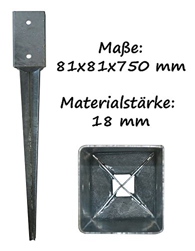 Bodenhülse 81x81x750 Verzinkte Erdanker 75cm Einschlagbodenhülse Einschlaghülse (12) – Bild 3