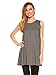 Womens Sleeveless A-Line Tank Top Tunic, Solid Basic Long Flowy Top (Charcoal-XL)