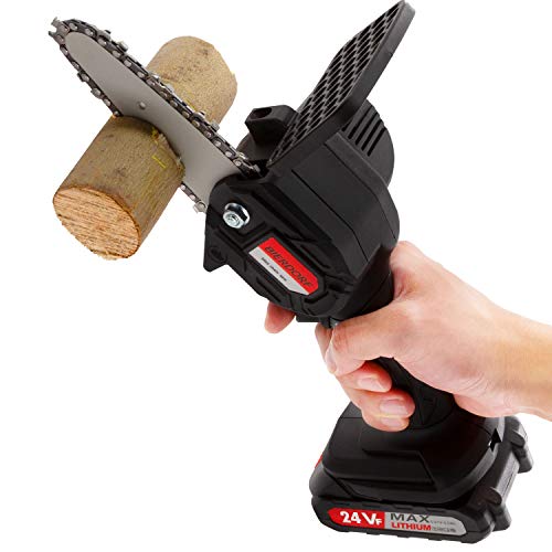 Mini Cordless Chainsaw - 4 Inch, 12V Battery Powered, Electric Handheld For Trimming Branches & Small Wood Cutting
