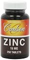 Carlson Labs Zinc, 15mg, 250 Tablets