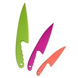 Plastic Kitchen Knife Set 3 Pieces and 3 colors for Kids, Safe Nylon Cooking Knives for Children, for Lettuce or Salads by GarMills