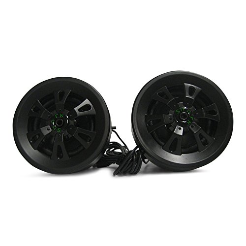 Shark Motorcycle Marine 300 Watt 3-Inch Pair of Speakers with Mirror Brackets, and Waterproof, Black Finish