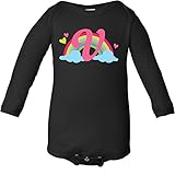 Inktastic Baby Girls' Monogram Letter V Rainbow Long Sleeve Creepers Newborn Black