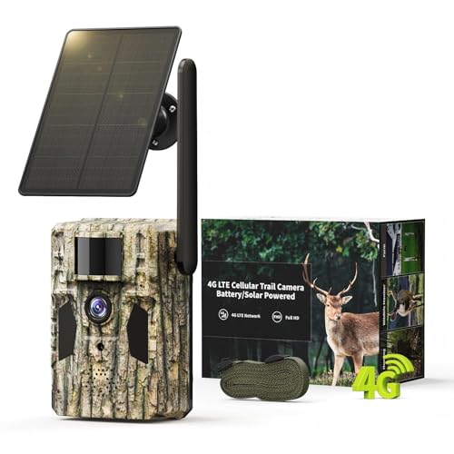 SEHMUA 3rd Cellular Trail Cameras with 48MP Photo 2K Live Streaming, 4G LTE Unlimited Data Plan Built-in SIM Card, 4W Solar Powered Game/Deer Cam No Glow Flash with Motion Activated -Camouflage by SEHMUA - Used condition - US$44.54