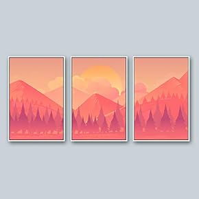 Framed for Living Room Bedroom Scenery Theme for x3 Panels