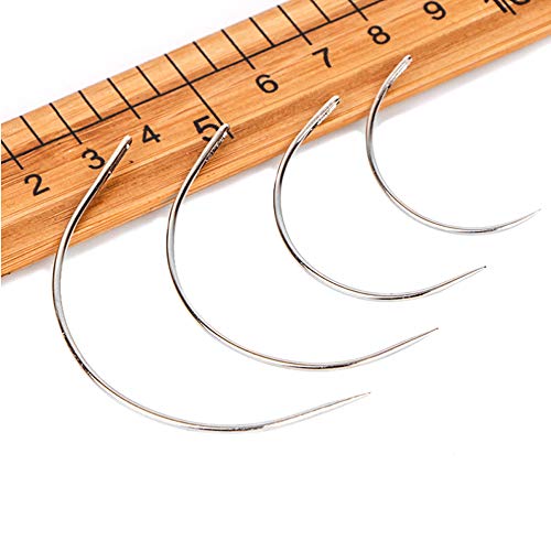 image for 80Pcs Curved Needles MIUSIE Plastic Needle Case with 4 Sizes Hooked Ne