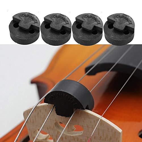Rubber Violin Practice Mute - Dampening Sound Mutes for Beginners, Comb Claw Mutes Round Tourte Style Mutes and 4/4 Finger Guide Sticker for Violin and Small Viola, 7 Pack