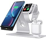 Bestand 3 in 1 Aluminum Wireless Charging Stand for Apple iWatch, Charging Station for Airpods, Qi Fast Wireless Charger Dock for Apple iWatch/iPhone X/8 Plus/8, Samsung S8 and Other Qi-Enabled Device