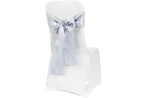 Obstal 50 PCS Satin Chair Sashes Bows for Wedding Reception- Universal Chair Cover Back Tie Supplies for Banquet, Party, Hotel Event Decorations