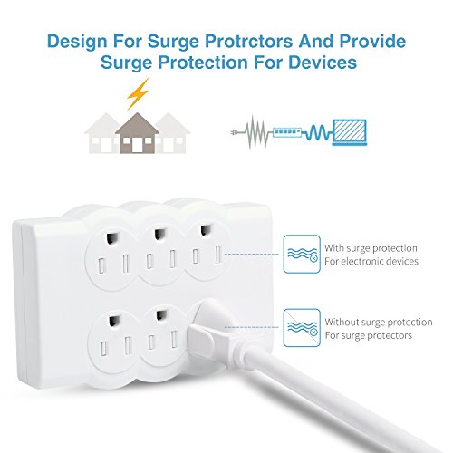 BULL Wall Mounted Electrical Outlet Surge Protector Power Strip White, Portable Mini Wall Tap Socket, UL Listed,200 Joules - Thumbnail 2