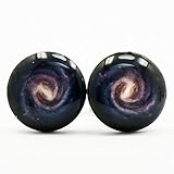 LilMents Milky Way Space Unisex Mens Womens Stainless Steel Stud Earrings (6.5 Millimeters)