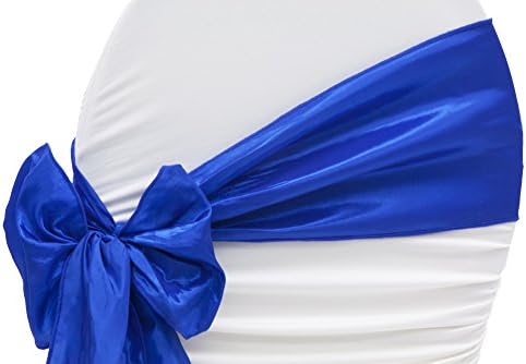 50 Pk, Taffeta Chair Sash/Tie Approx. 7" W x 108" L Material: Taffeta - Royal Blue