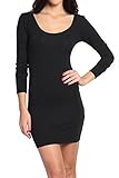 TheMogan Women's Long/Short Sleeve Scoop Neck Stretch Cotton T-Shirt Dress