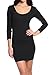 TheMogan Women's Long/Short Sleeve Scoop Neck Stretch Cotton T-Shirt Dress