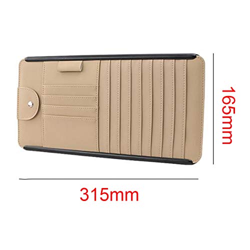 Car Sun Visor CD Organizer, 8 Pockets CD, DVDs Storage Case, Sunglasses & Pen Holder, Registration, Document and Ticket Holder, Personal Belonging Storage Pouch(Beige)