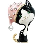 Cute Crystal Cat Brooch Pin for Daughter Niece Gold Plated Rhinestone Enamel Tiny Cartoon Animal Brooches Lapel Pins Dainty Birthday Holiday Dress Accessories Jewelry