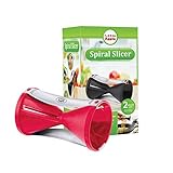 (Red) Vegetable Spiral Slicer, Make Noodles from Soft Vegetables for Healthy Eating, Create Zucchini Noodles that Kids Love, Sharp Stainless Steel Blades, Cool Kitchen Gadget, FREE Recipe Book