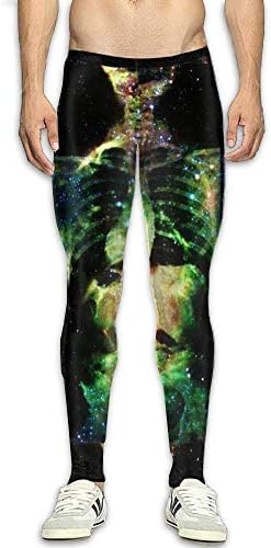 Men¡¯s Compression Starry Skull Skeleton Pants Baselayer Running Tights 3D Print Fitness Sports Leggings