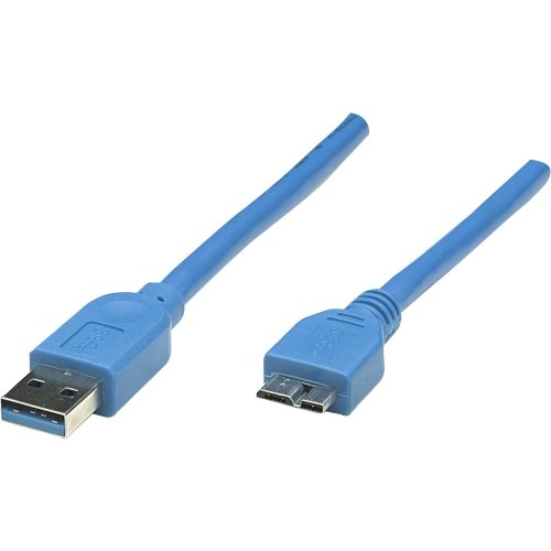 Manhattan Superspeed Usb A Male/Micro B Male Cable, 1M, Blue - Usb3.0 For Ultra-Fast Data Transfer Rates With Zero Data Degradation "Product Category: Hardware Connectivity/Connector Cables"