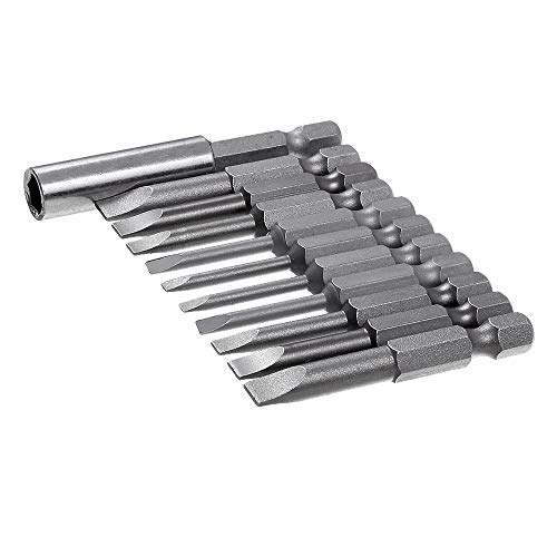 image for Rocaris 11 Pack Flathead Screwdriver Power Driver Bit Set, 2 Inch Slot