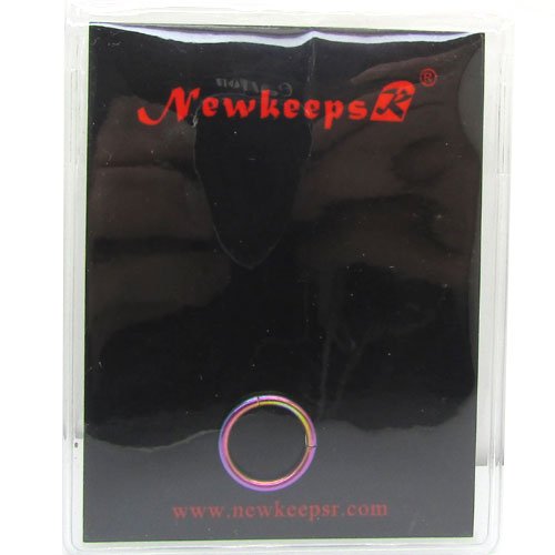 NewkeepsR 8G 16mm(5/8 inch) Rainbow 316L Steel Nose Hoop Ring Stud Sleeper Earrings Hinged Clicker Seamless Segment Helix Daith Cartilage Lip Piercing