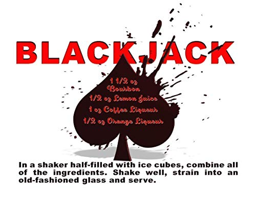 Blackjack Drink Recipe Art Print - 11x14 Unframed Photo Print - Fun Gift For Those Who Love a Cocktail or Poker. Looks Great in a Dorm Room, Game Room, Home Bar or Man Cave- Decor Poster Under $20