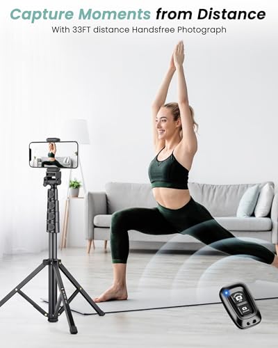Victiv 197 cm high mobile phone tripod, flexible overhead smartphone tripod, with 25 cm adjustable gooseneck, remote shutter release for selfies, aluminium camera phone tripod for Sony DSLR and iPhone17 16 15 Pro Max