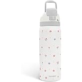Floral Insulated Stainless Steel Water Bottle with Straw for Sports and Travel, 32oz, Gifts for Women Girls Friends Teens Birthday Christmas
