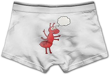 EQYI Eilinquyo Men's Bubble Cartoon Ant Ultra Soft Boxer Briefs Modern Cotton Underwear Wide Waistband Trunk M White