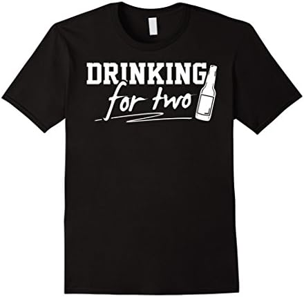 Mens Drinking for Two - Pregnancy Annoucement Shirt for New Dad XL Black