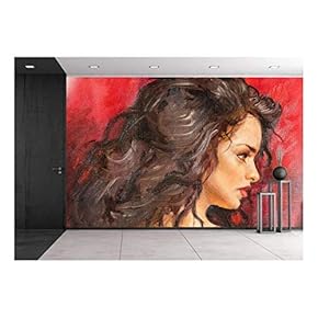 Oil Painting on Canvas of a Young Woman - Removable Wall Mural | Self-Adhesive Large Wallpaper - 66x96 inches
