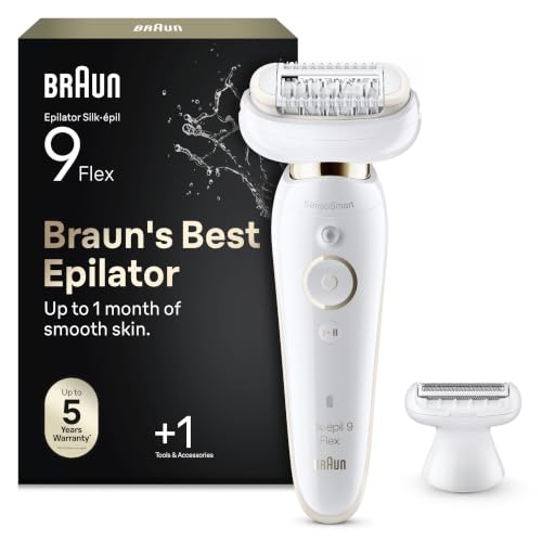 Braun Silk-épil 9 Flex Depiladora Eléctrica Mujer para una Depilación más fácil, 4 Accesorios, Funda, 9-006 Flex