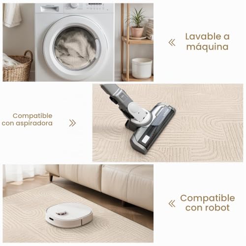 BEIMO Modern Rug 120x160CM, Soft Short Pile Rug with 3D Effect, Washable and Non-Slip for Living Room, Bedroom, Kitchen, Hallway, Beige