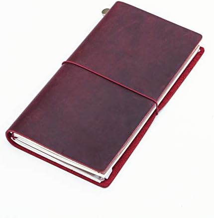 Collasaro Travelers Notebook Refillable Genuine Leather Travel Journal for Men Women, 8.5x4.5, Red