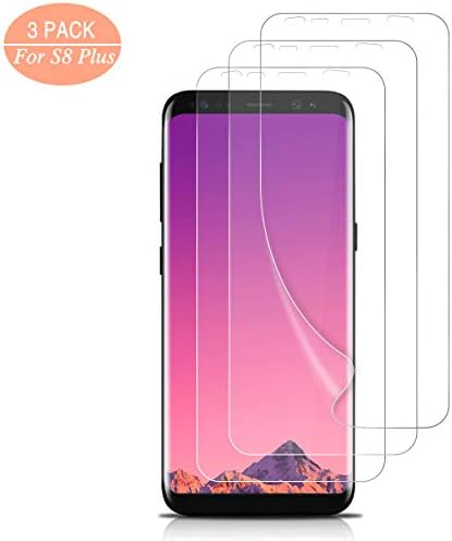 QINYUN S8 Plus Screen Protector (3 PACK) Liquid Skin Full Coverage/Bubble-Free/HD Clear/Flexible Screen Protector for Samsung Galaxy S8 Plus