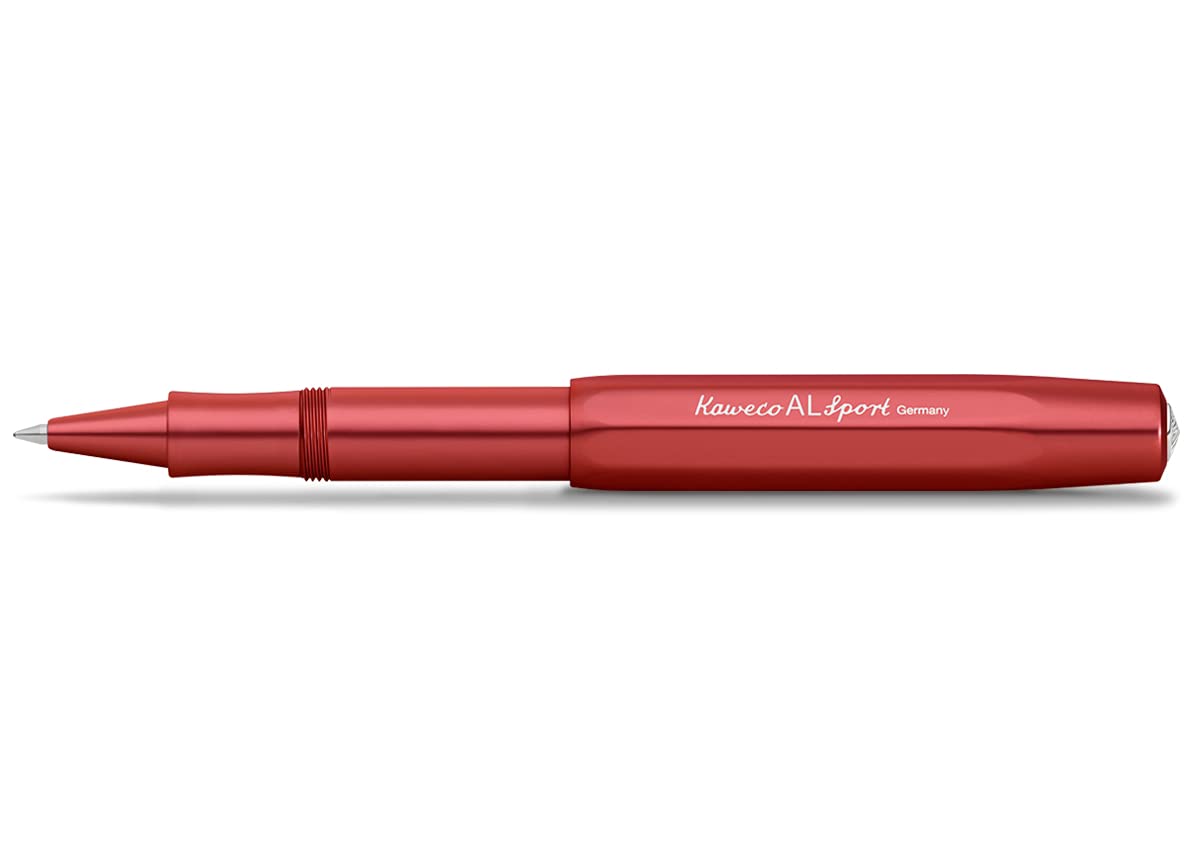Kaweco AL SPORT Rollerball Deep Red I Gel/Ballpoint Pen Including 0.7 mm Rollerball Pen Refill in Classic Design with Ceramic Ball I Premium Aluminium Gel Roller 13 cm