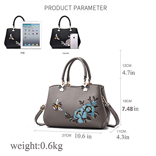 ELDA Small Satchel Bags For Women Crossbody Embroidery Top Handle Handbags Ladies Shoulder Purse