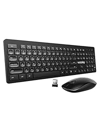 VicTsing Wireless Keyboard and Mouse, Full-Sized Whisper-Quiet Keyboard and Mute Mouse Combo, Ergonomic Water-Dropping Key Caps, Compatible for PC, Laptop, Desk Computer, Mac, Windows 7 8 10, Vista