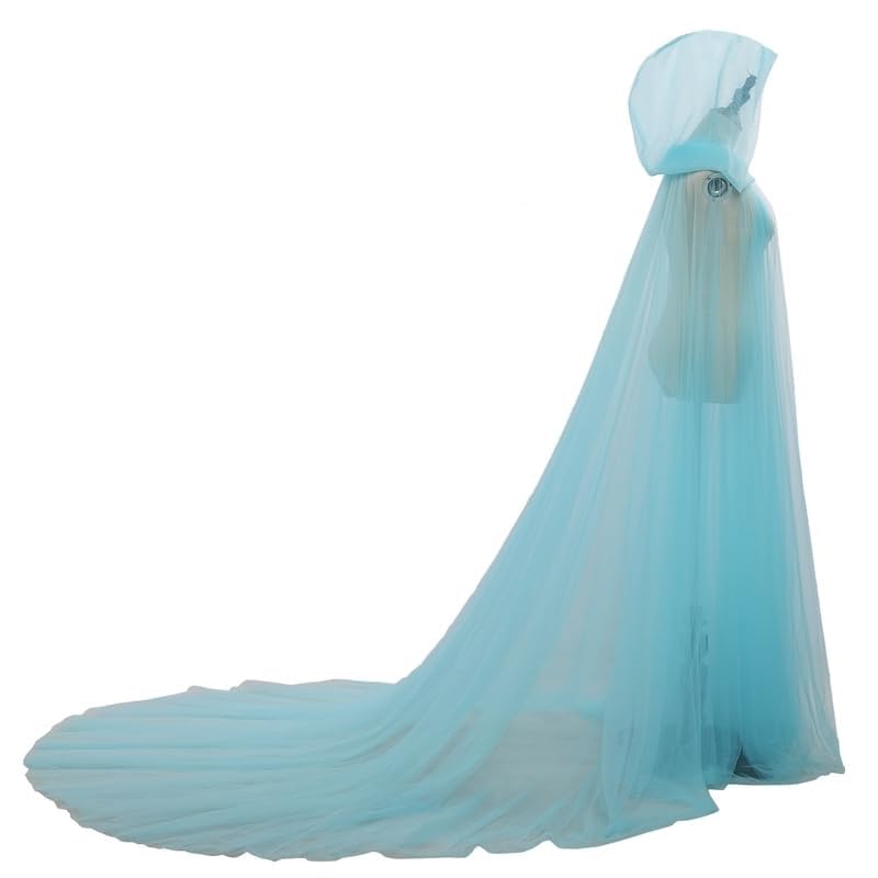 GRACEART Bridal Hooded Cloak Cape Long Back Wedding Tulle Elf Robe Chapel Veil Mantilla