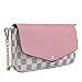 Womens Checkered Small Chain Cross Body Bag Leather Flap Purse (White)